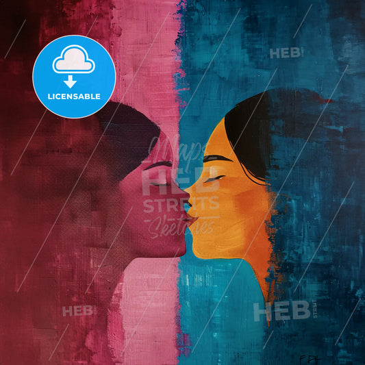 A Painting Of Two Women Kissing
