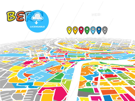 Bern, Switzerland, downtown map in perspective