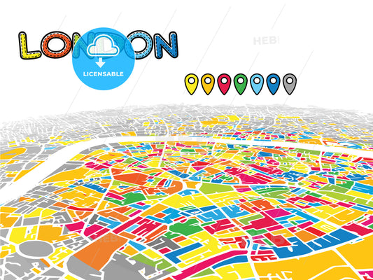 London, United Kingdom, downtown map in perspective