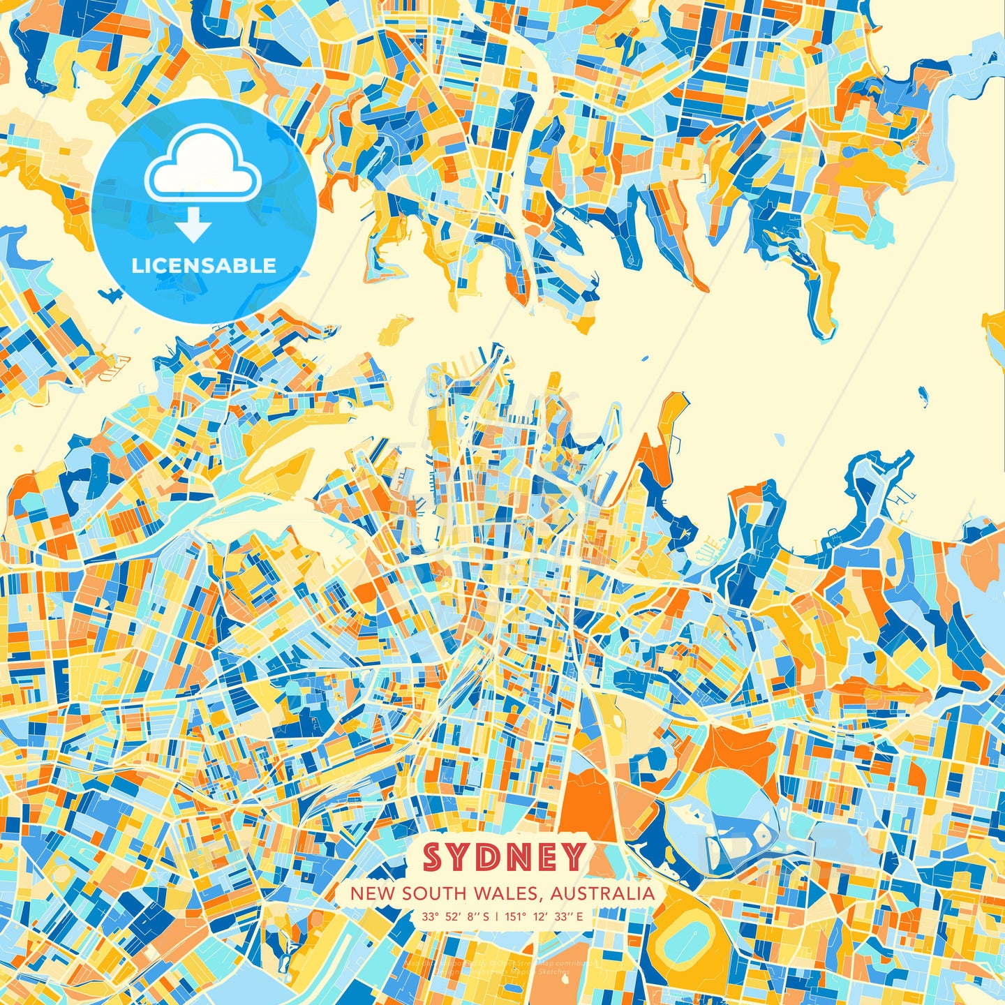 Sydney, New South Wales, Australia, map - HEBSTREITS Sketches
